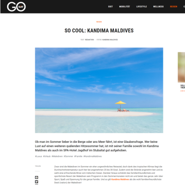 Go sixt DACH: SO COOL: Kandima Maldives