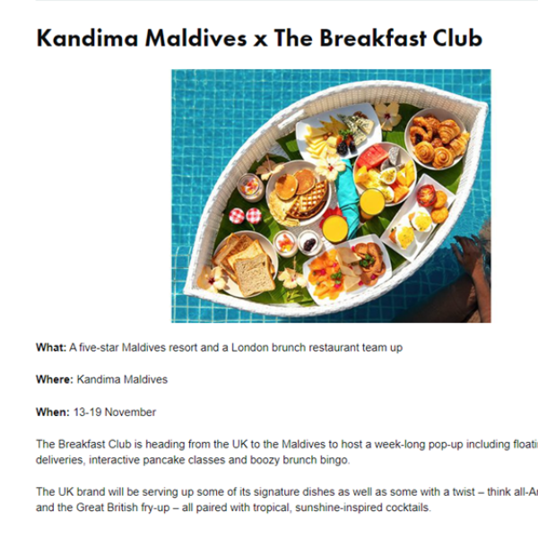 The Spirits Business UK: Kandima maldives x The breakfast club
