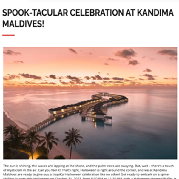Travel Heights INDIA: Spook-tacular celebration at Kandima
